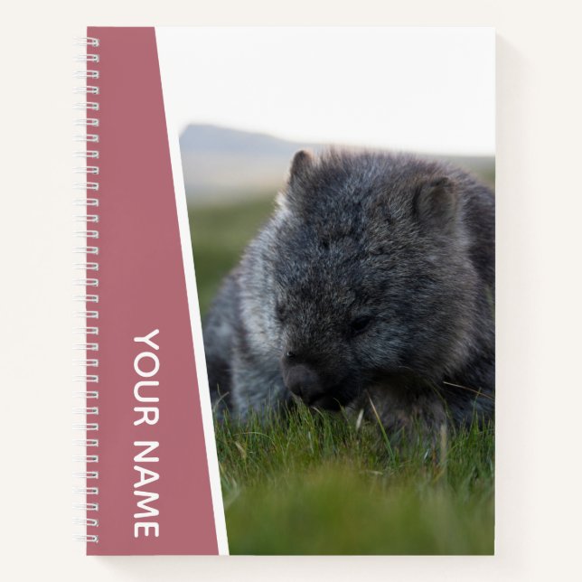 Cuaderno Wombat Australia come animales, oro Rosa (Anverso)