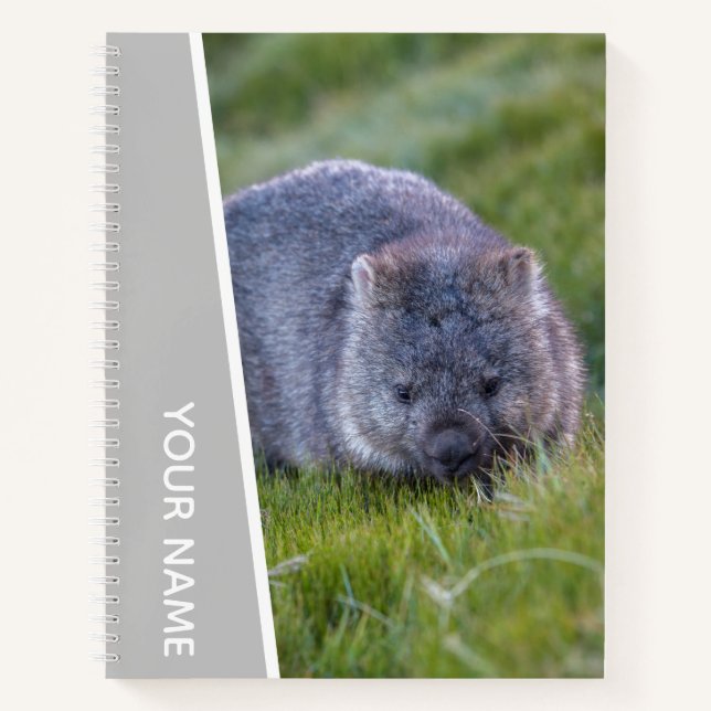 Cuaderno Wombat Australia Cute Animal, Silver (Anverso)