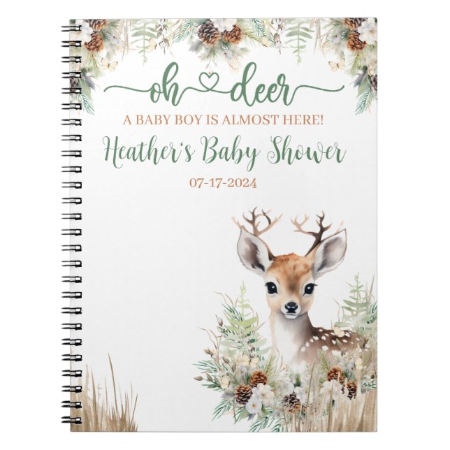 Cuaderno Woodland Deer Baby Shower Boy (Frente)