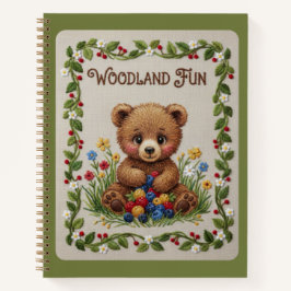 Cuaderno Woodland Fun Embroidered Bear & Berries Journal