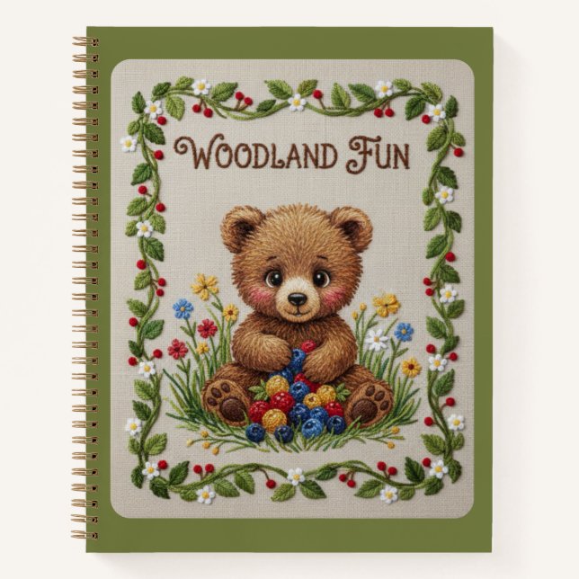 Cuaderno Woodland Fun Embroidered Bear & Berries Journal (Anverso)