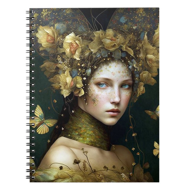 Cuaderno Woodland Green Fairy Fantasy Art (Frente)
