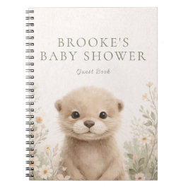 Cuaderno Woodland Otter Baby Shower Spiral Guestbook
