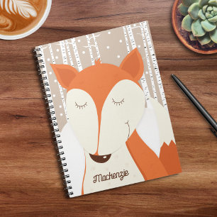 Cuaderno Woodland Red Fox Birch Tree Winter
