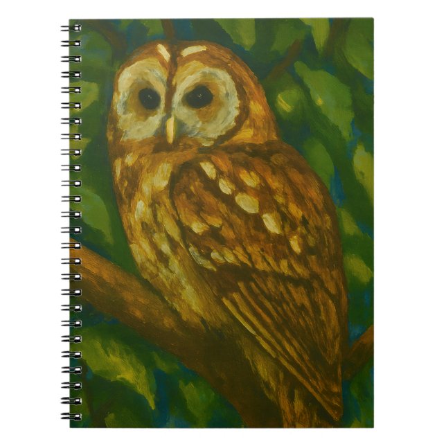 Cuaderno Woodland Watcher - Arte de búho realista (Frente)