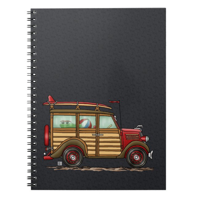 Cuaderno Woody que practica surf lindo (Frente)