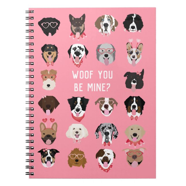 Cuaderno Woof You Be Mine Dog Face Pattern (Frente)