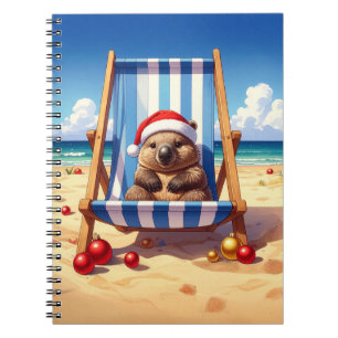 Cuaderno Wooly Wombat Santa hat Feliz Navidad