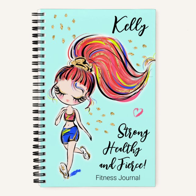 Cuaderno Workout Fitness Journal, sólido, saludable y fuert (Anverso)