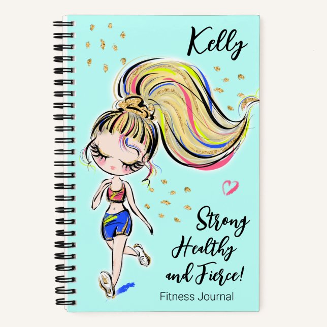 Cuaderno Workout Fitness Journal, sólido, saludable y fuert (Anverso)