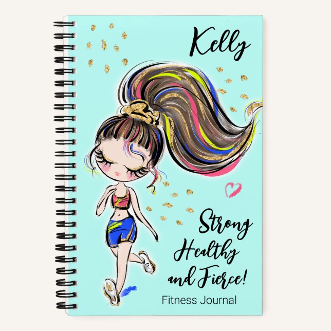 Cuaderno Workout Fitness Journal, sólido, saludable y fuert (Anverso)