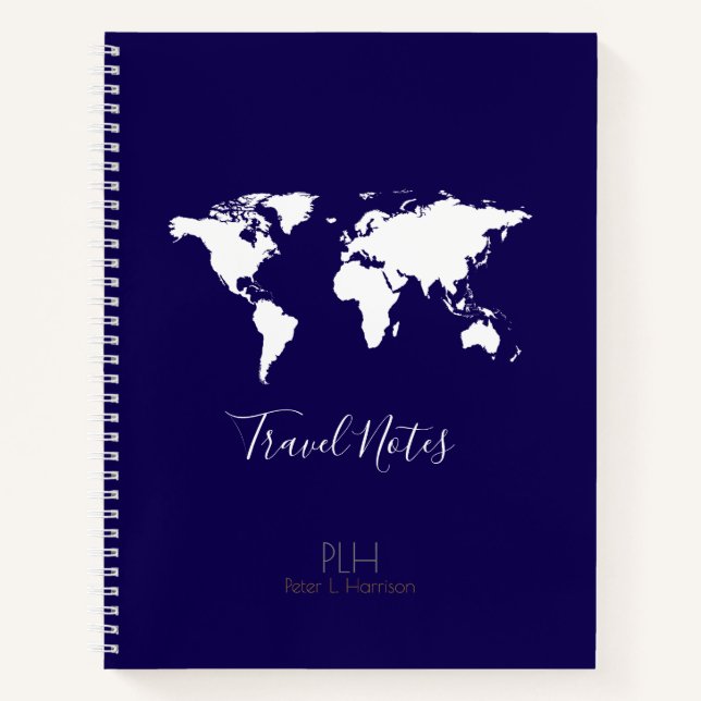 Cuaderno World Map travel notes blue (Anverso)