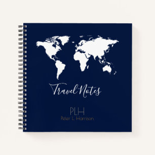 Cuaderno World Map Travel Notes Blue