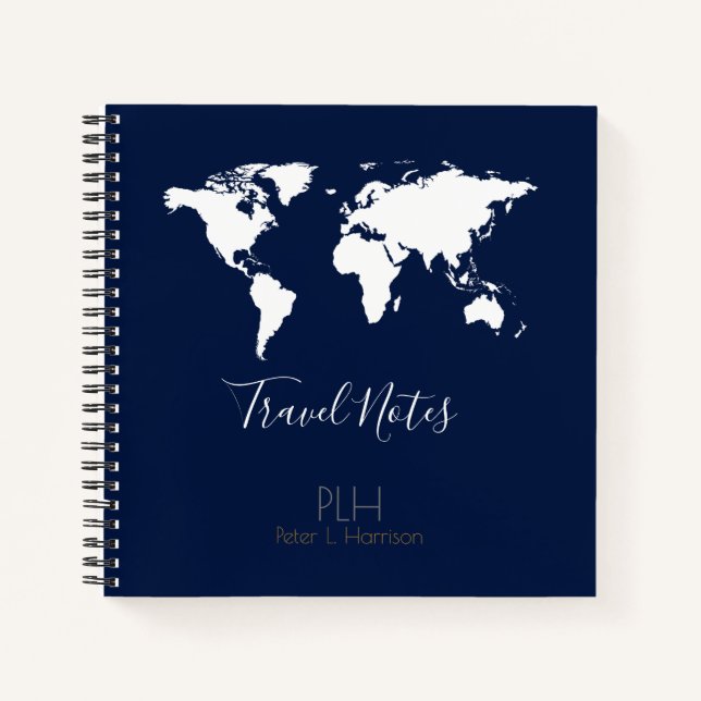 Cuaderno World Map Travel Notes Blue (Anverso)