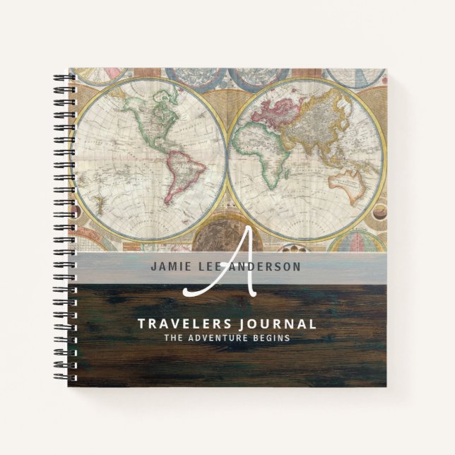 Cuaderno World Map Travel Retirement Bucket List Gift (Anverso)