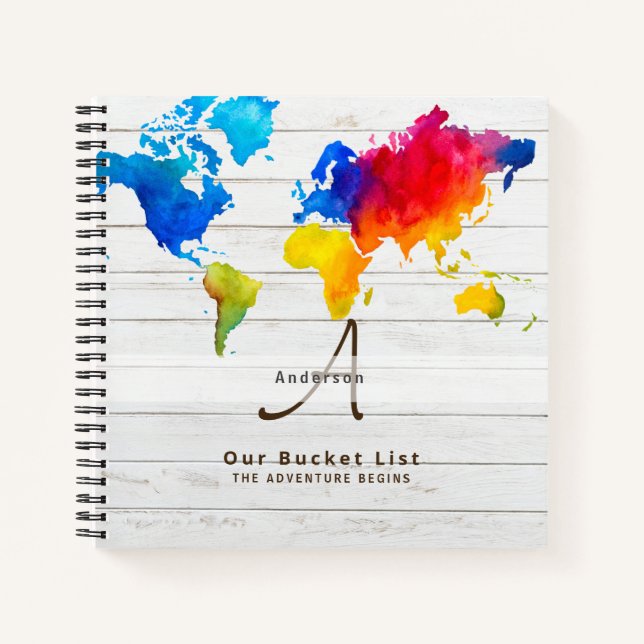 Cuaderno World Map Travel Retirement Bucket List Gift (Anverso)
