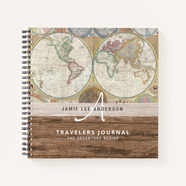 Cuaderno World Map Travel Retirement Bucket List Gift (Anverso)
