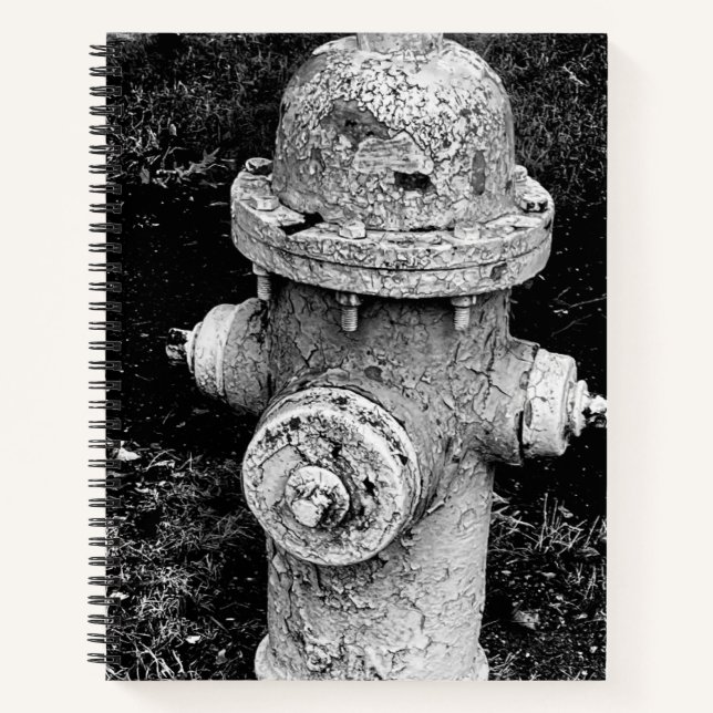 Cuaderno Worn Chipped Rusty Old Fire Hydrant Photograph (Anverso)