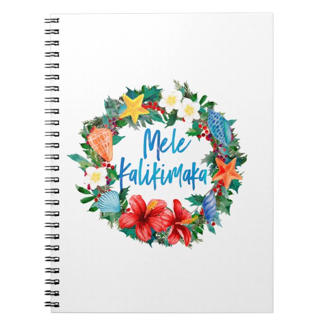 Cuaderno Wreath de los Navidades hawaianos Mele Kalikimaka (Frente)