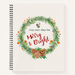 Cuaderno Wreath de Navidades merry y brillantes