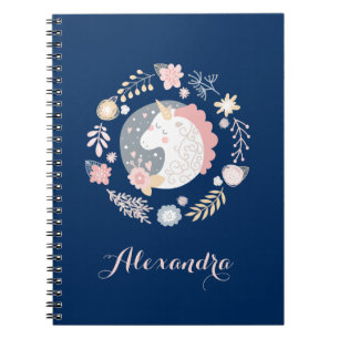 Cuaderno Wreath de unicornio de la marina Rubor