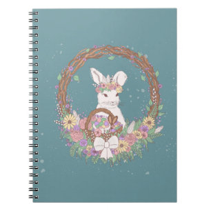 Cuaderno Wreath floral de conejo de Pascua