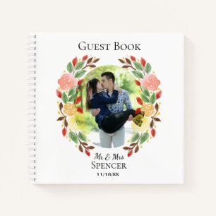 Cuaderno Wreath Photo Guest Book, acuarela floral de primav