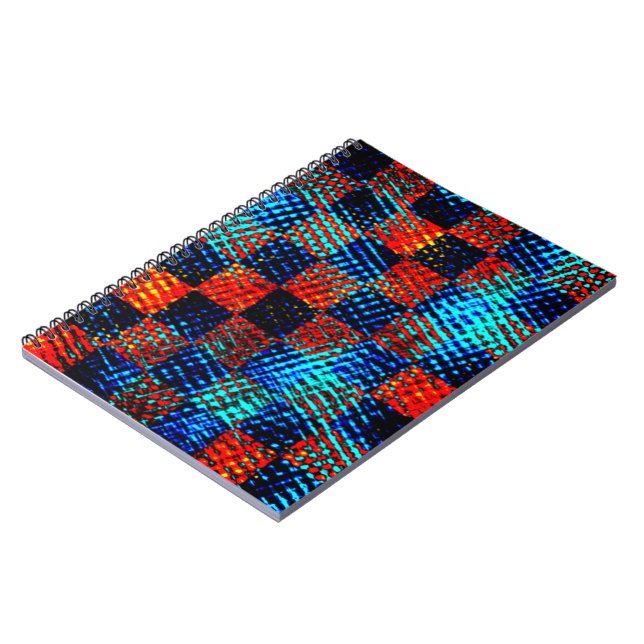 Cuaderno Xadrez azul, laranja, falso sujo ou manchado. (Lado Izquierdo)