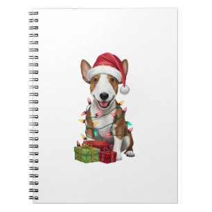 Cuaderno Xmas Iluminación Santa Hat Miniatura Bull Terrier 