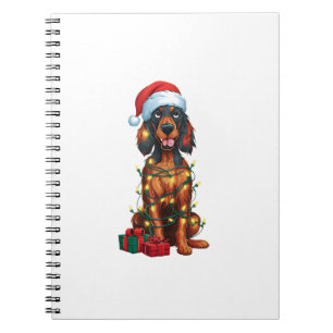 Cuaderno Xmas Iluminando Santa Hat Gordon Setter Dog Christ