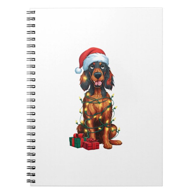 Cuaderno Xmas Iluminando Santa Hat Gordon Setter Dog Christ (Frente)