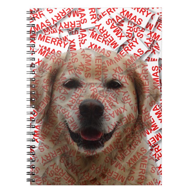 Cuaderno Xmas Sonriendo Perro recuperador de oro (Frente)