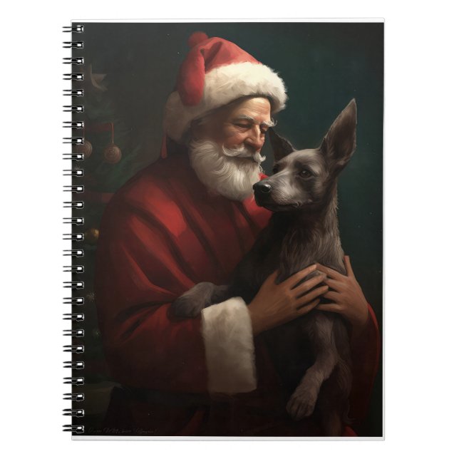 Cuaderno Xoloitzcuintli Con Navidades festivos de Santa Cla (Frente)