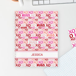 Cuaderno XOXO abrazos y besos San Valentín rosa y rojo mode