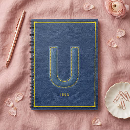 Cuaderno Y2K Falsa Aplicación de Iniciales de Mezclilla U R