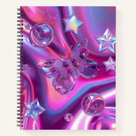 Cuaderno Y2K Holographic Journal | Chrome Stars & Butterfly