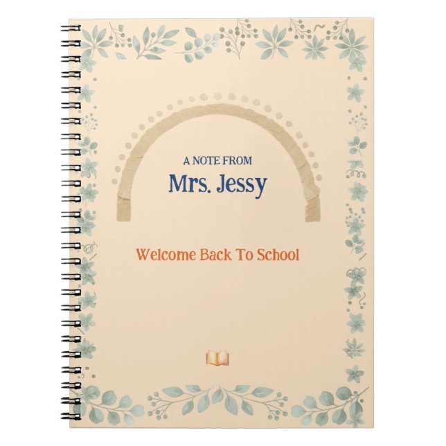 Cuaderno y bloc de notas para maestros boho de bot (Frente)