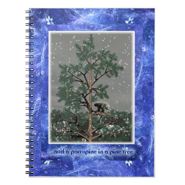 Cuaderno Y Un Porcupine En Un Árbol De Pino (Frente)
