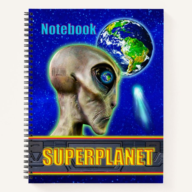 Cuaderno YA ESTÁN AQUÍ - colección de diseño de SUPERPLANET (Anverso)