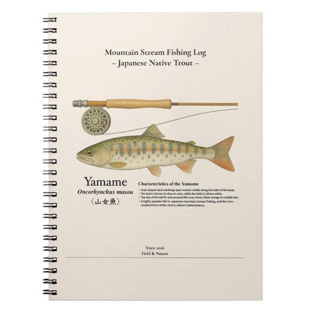 Cuaderno Yamame Mountain Stream Fishing Log Photo Notebook (Frente)
