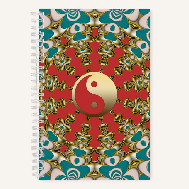 Cuaderno Yang Yin Yang, el oro del sol verde azulado (Anverso)