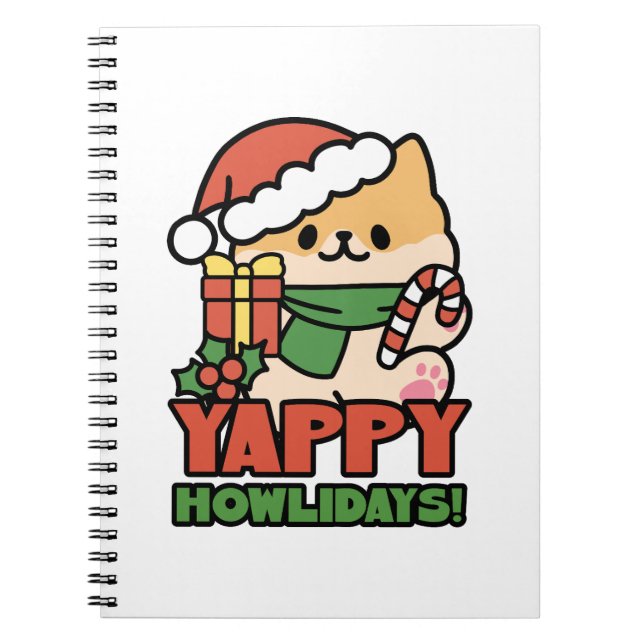 Cuaderno Yappy Howlidays - Personalizado de perros Navidade (Frente)