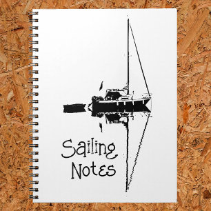 Cuaderno Yate de vela con su reflexión sobre un mar tranqui
