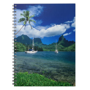 Cuaderno Yates privados anclados en la bahía de Opunohu en