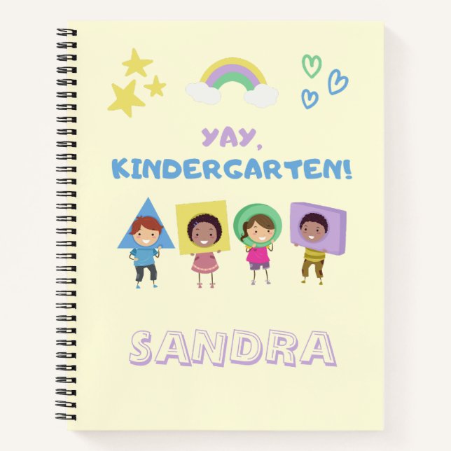 Cuaderno ¡Yay Kindergarten! Niños lindos género neutral (Anverso)