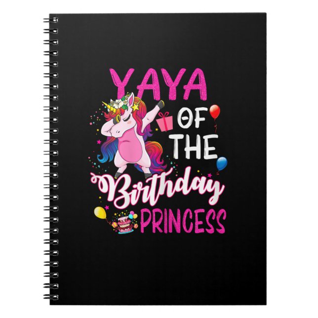 Cuaderno Yaya De La Princesa Nacida Unicorn Chica Camiseta (Frente)