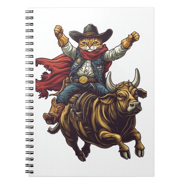 Cuaderno Yehaw Kitty - Rodeo de Cowboy gato salvaje del oes (Frente)