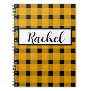 Cuaderno Yellow Black Gingham Personalizada