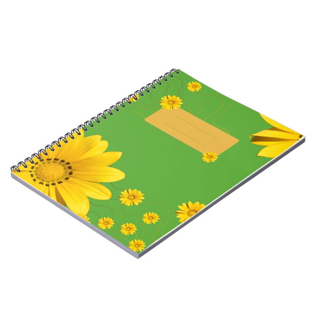 Cuaderno  Yellow Daisy Floral Design on Green backround (Lado Izquierdo)