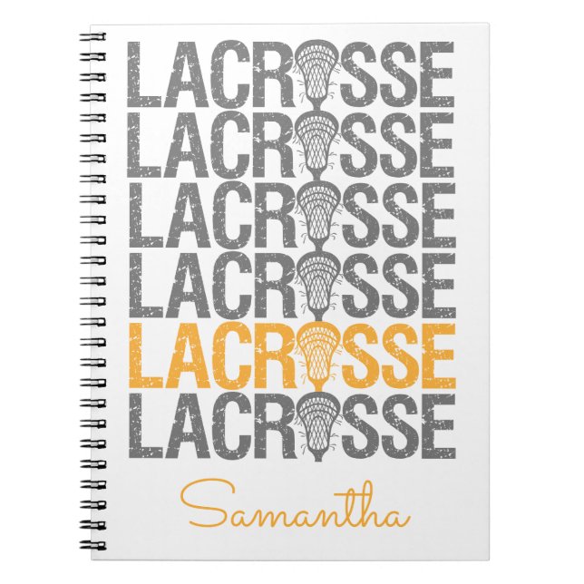 Cuaderno Yellow Distressed Lacrosse Word (Frente)